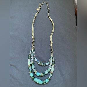 Multi-Strand Aqua Beaded Necklace - Unbranded